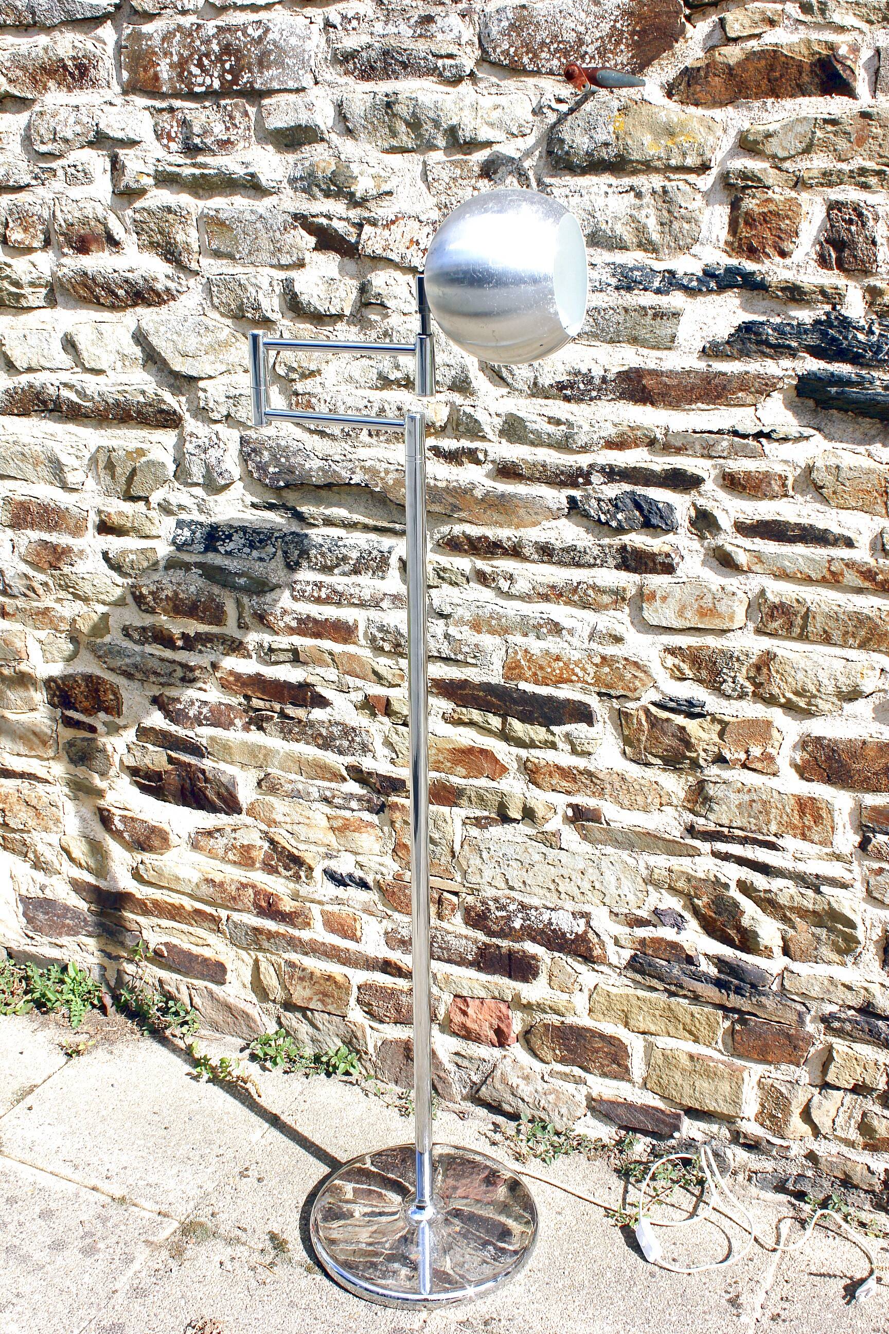 Vintage chrome eyeball floor lamp from the 70s