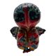 Owl Sculpture in Glazed Ceramic Dated 1991 on Wrought Iron Base