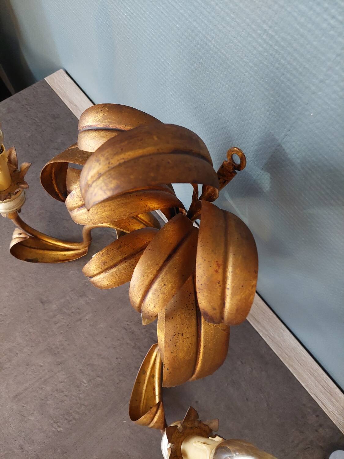 Gold metal wall light