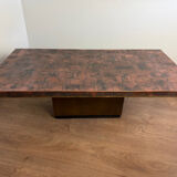 Brutalist coffee table, hammered copper 70 – in the style of H. Lilienthal.