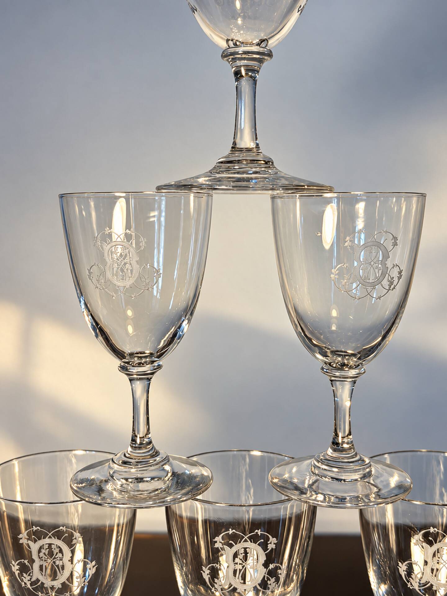6 Baccarat glasses Funel shaped late 19th - early 20th century 