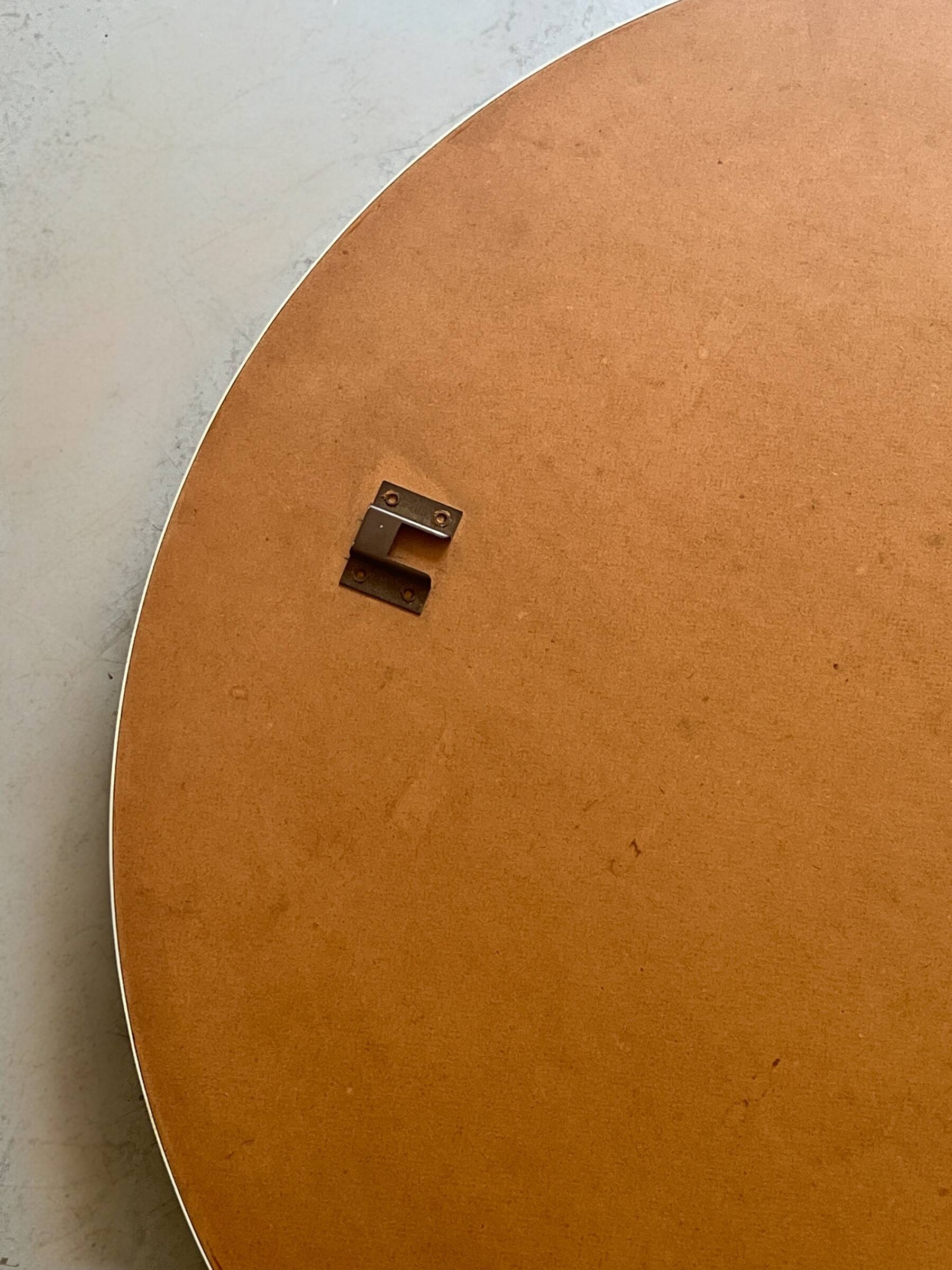 Large round white mirror space age design from around 1970.