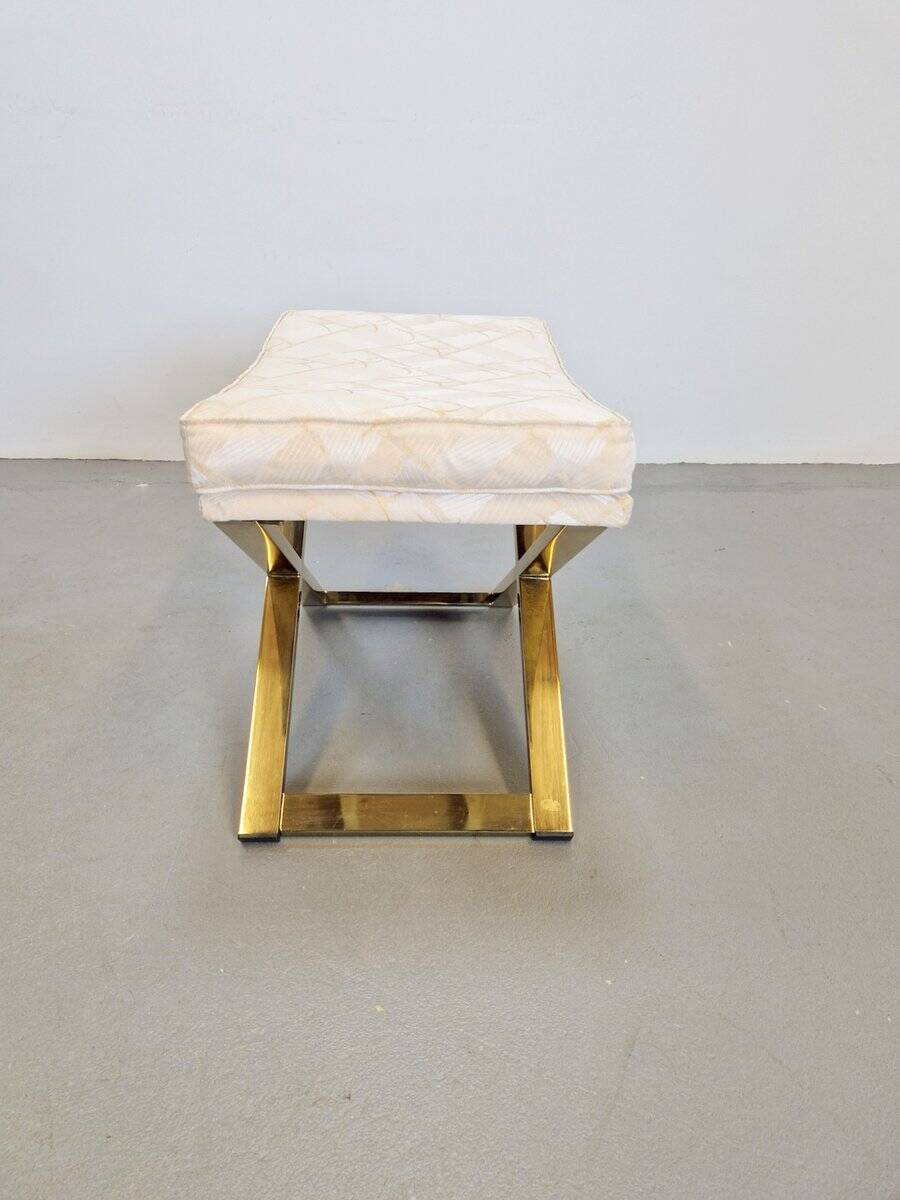 Vintage Regency Brass Cross Stool, Italy, 1970s