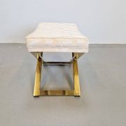 Vintage Regency Brass Cross Stool, Italy, 1970s