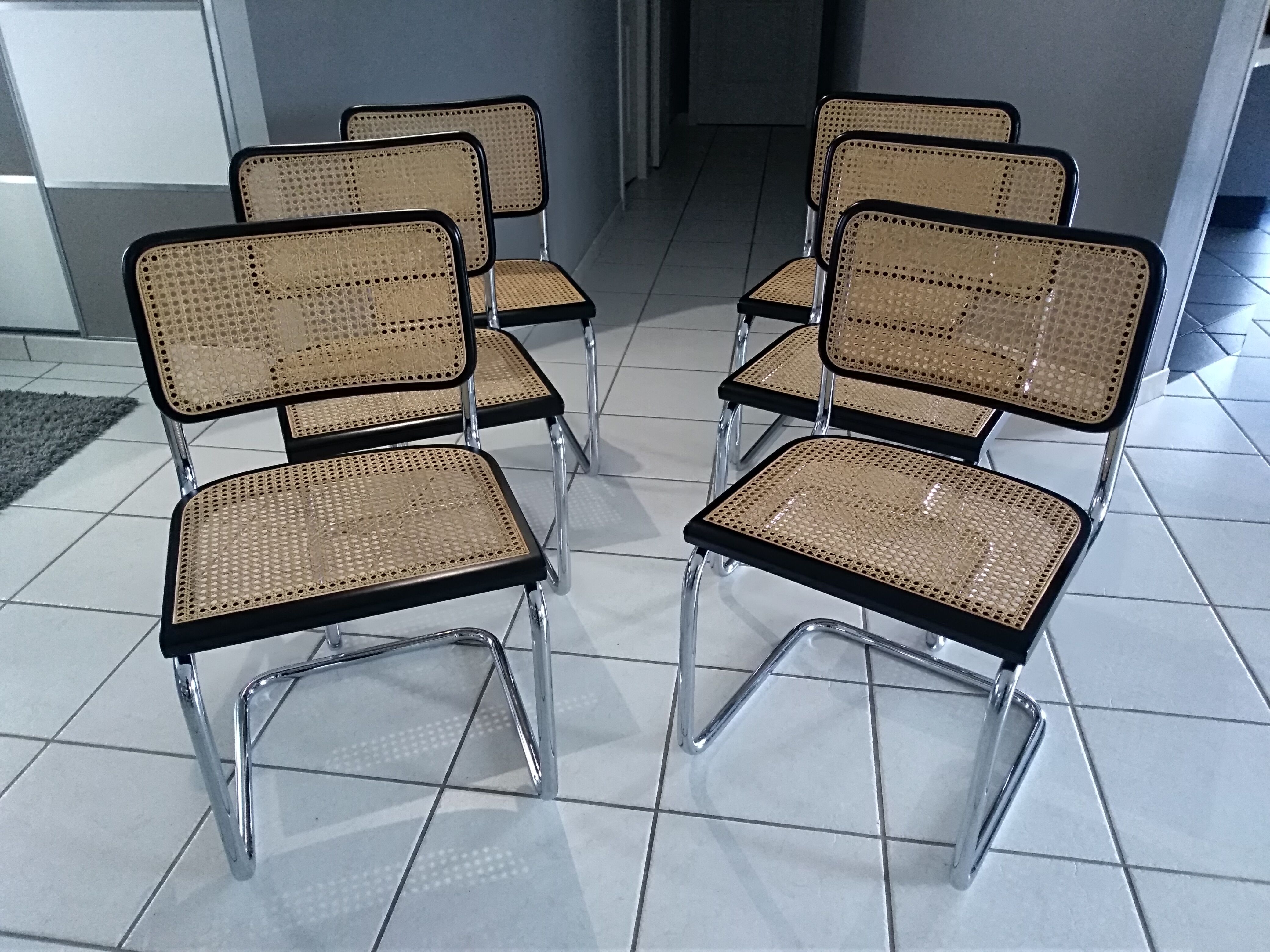 Suite de 6 chaises Cesca B32 par Marcel Breuer vintage année 1992