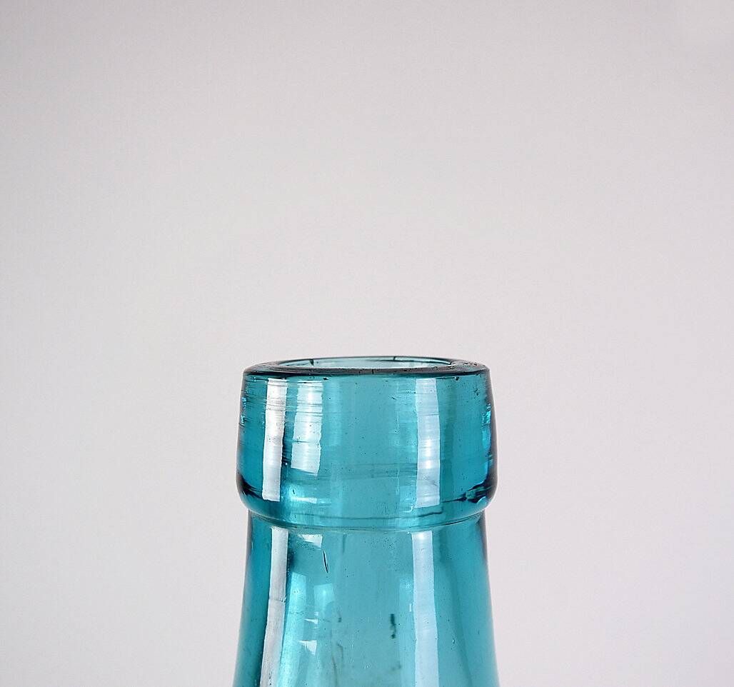Vintage Turquoise Glass Bottle "Lady Jeanne" - France