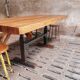 Industrial dining table oak on a workbench frame