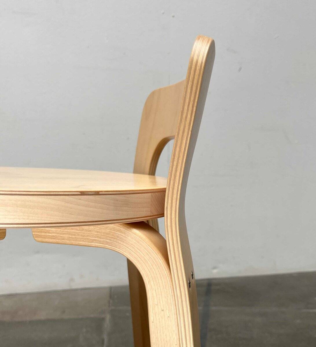 Mid-Century Modern High Stools K65 by Alvar Aalto for Artek, Finland, 2017, Set of 3