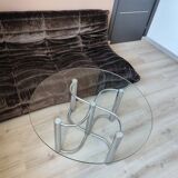 Vintage chrome steel and glass coffee table from Italy from the 70s