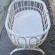 Bed crib bamboo rattan with wheels, white, with handle, vintage, 60s