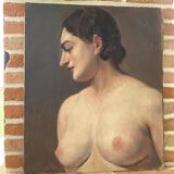 Portrait painting. Oil on canvas. Woman. Circa 30s.