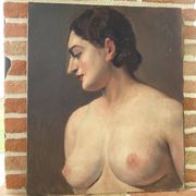 Portrait painting. Oil on canvas. Woman. Circa 30s.