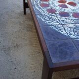 Table basse en céramique et wengé de style mid-century attribuée à Belarti Belgique 1970