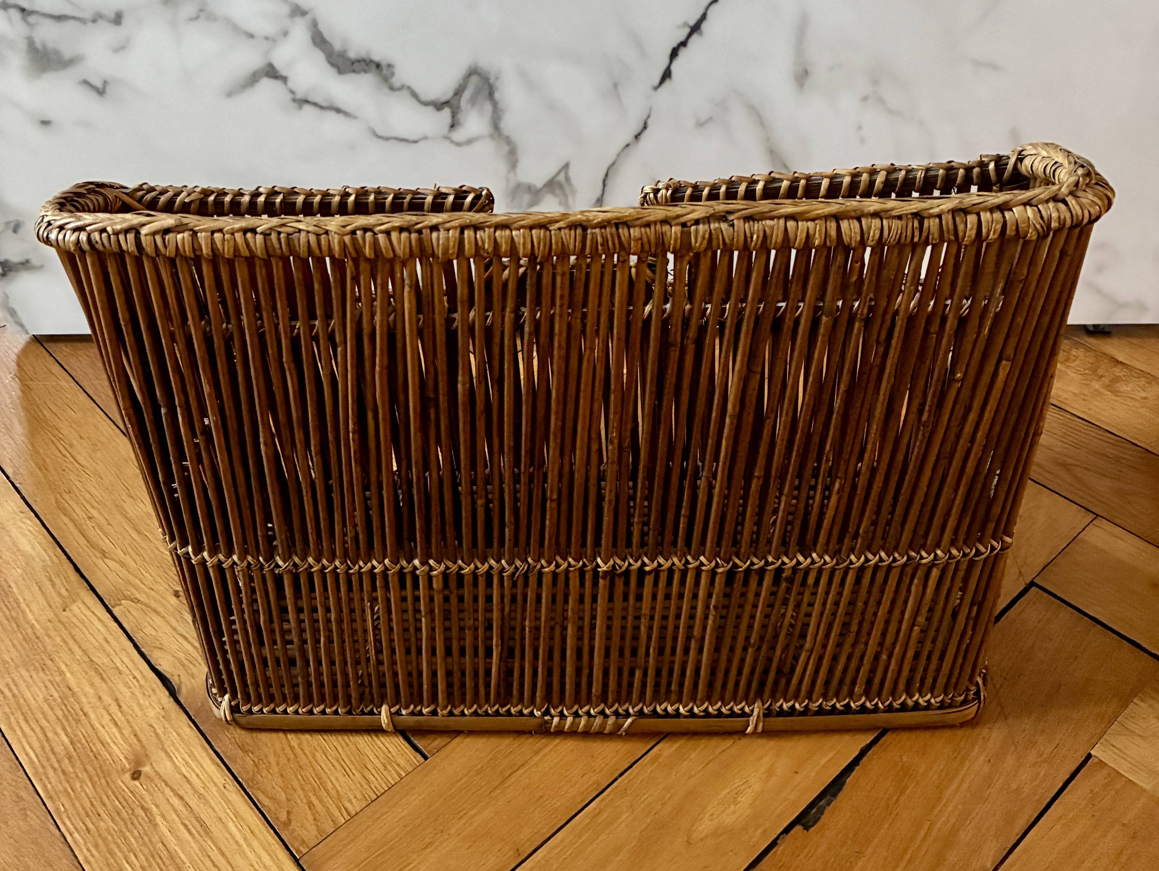 Vintage rattan magazine rack