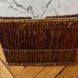 Vintage rattan magazine rack