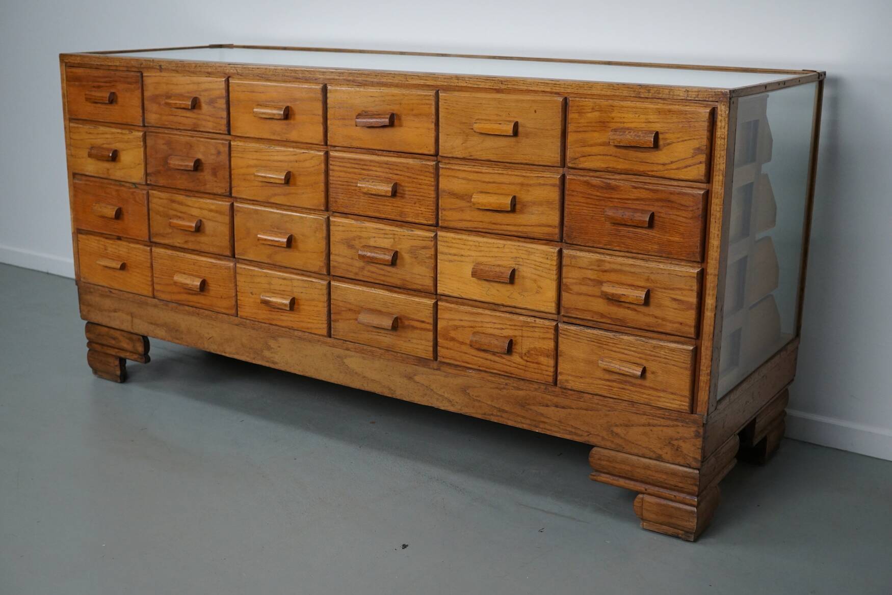 Antique British Oak Haberdashery Cabinet or Shop Counter, 1920/30s