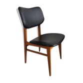 Scandinavian chair of the 60s in teak and black skaï