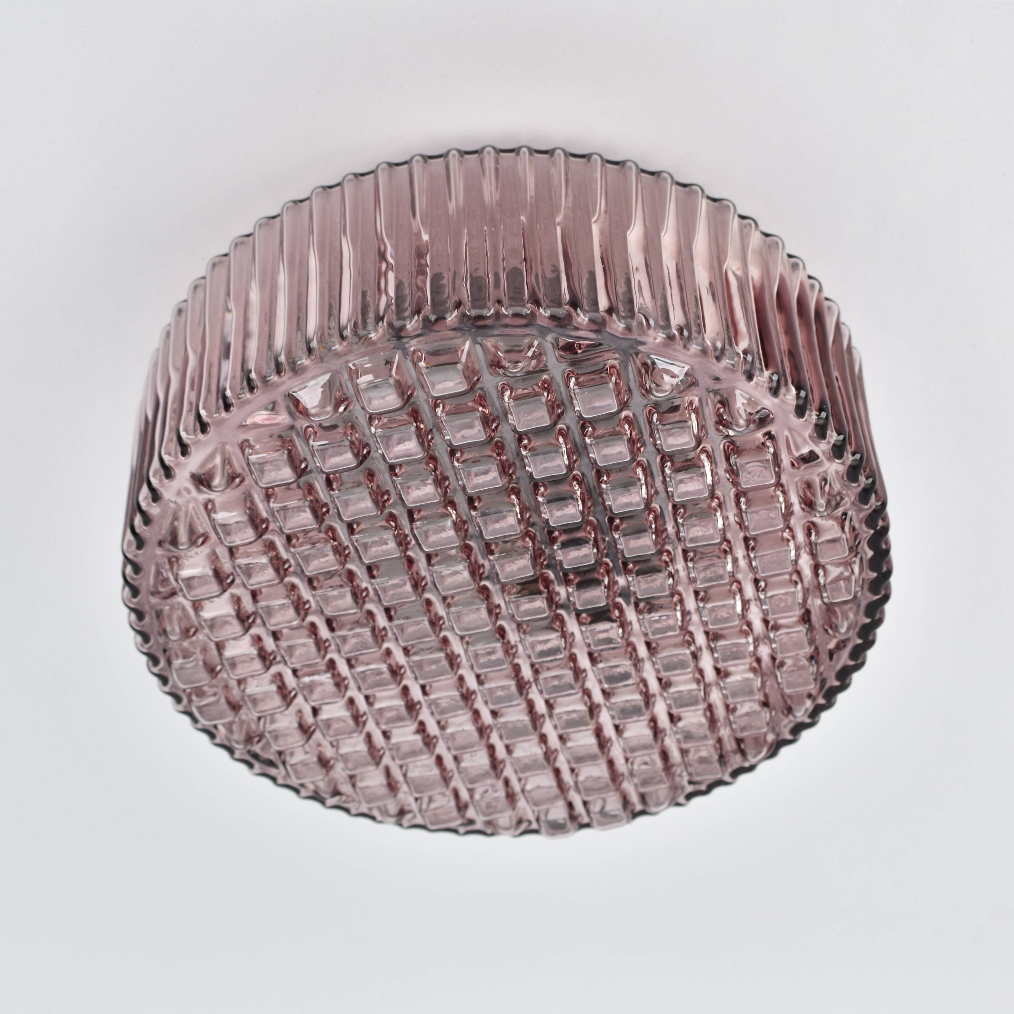 Mid-century modern amethyst glass flush mount, 1970s