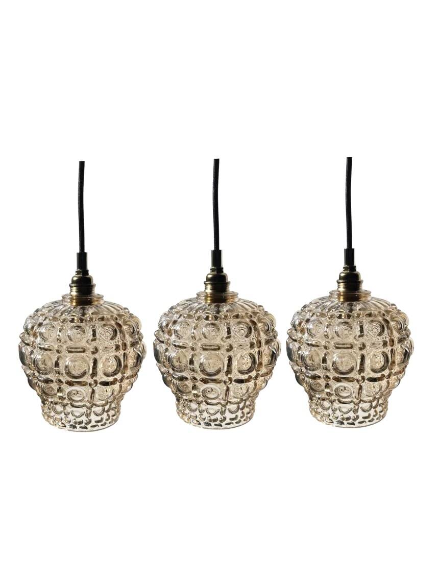 Set of three Scandinavian glass pendant lights