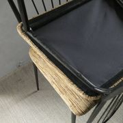 Pair of Colette Gueden chairs, black metal and fabric.