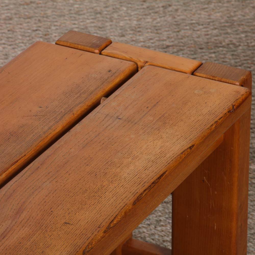 Banc vintage en orme massif édité par Maison Regain, 1980