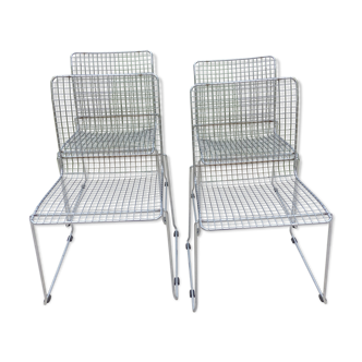 4 chairs in squared metal chrome vintage style
