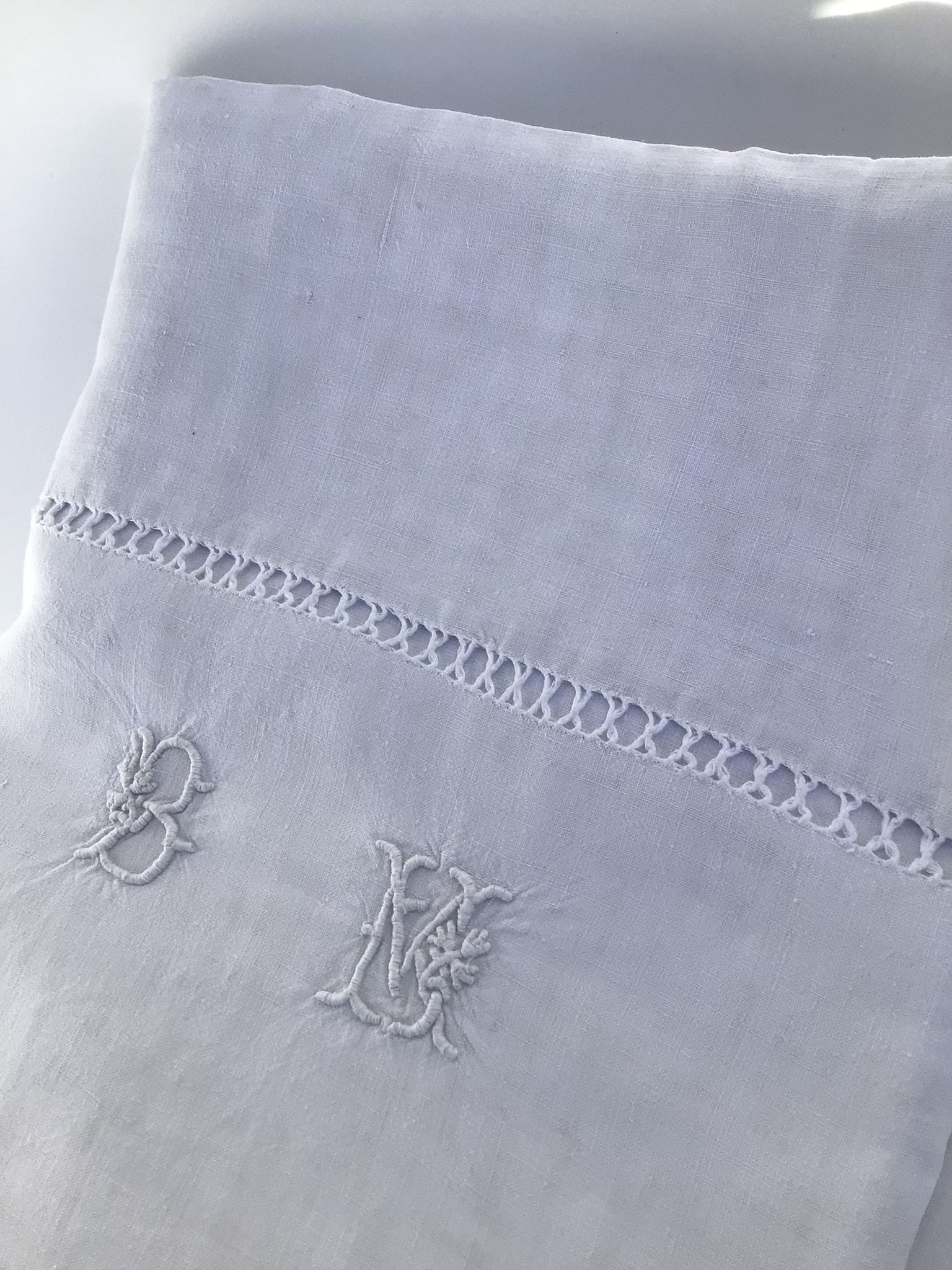 Sheet 2 places embroidered linen MB day crossed