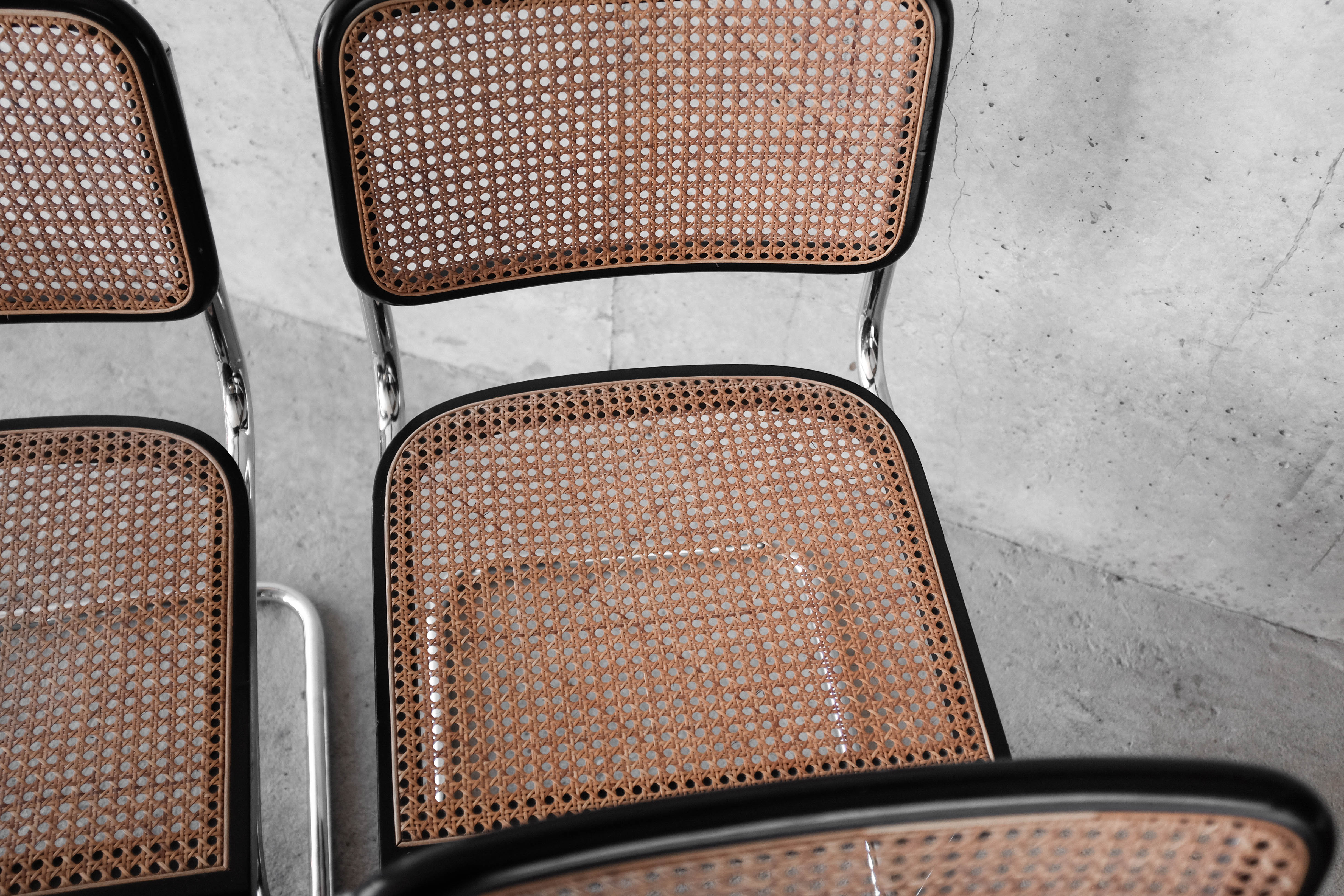 Set of 6 black Cesca B32 chairs by Marcel Breuer