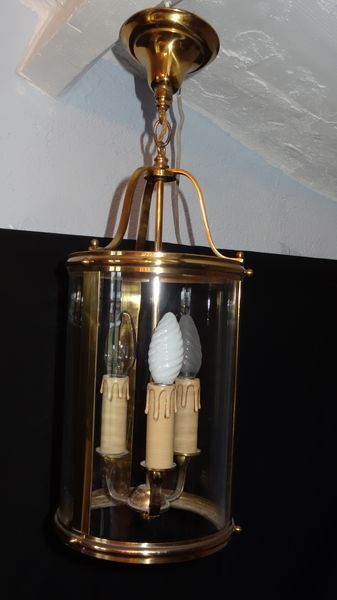 Lustre metal doré 3 lumières avec chasse en verre
