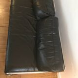 Sofa and armchair in chrome metal and black leather