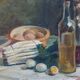 Set of oil paintings "Asparagus & eggs" and "Melon" by Alexandre Denonne
