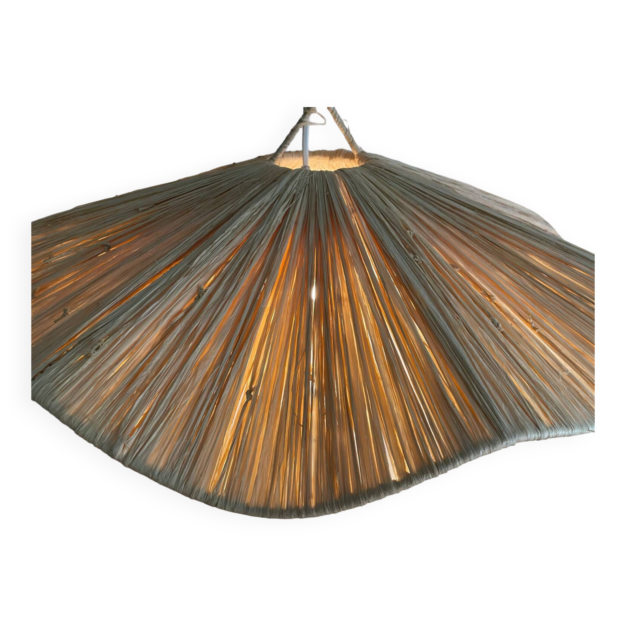 Parasol hanging raffia flower cup