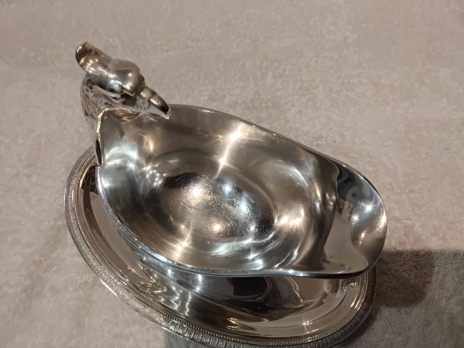 Beautiful silver-plated gravy boat by Christofle Malmaison, Eagle