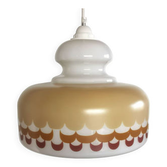 Vintage 70s opaline pendant lamp "White beige"