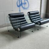 Fauteuil Hyaline en cuir et verre par Fabio Lenci pour Comfortline, Italie années 60