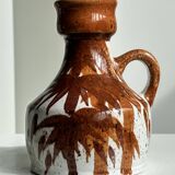 Small white and brown vase or pitcher West Germany H:15cm D:10.5cm