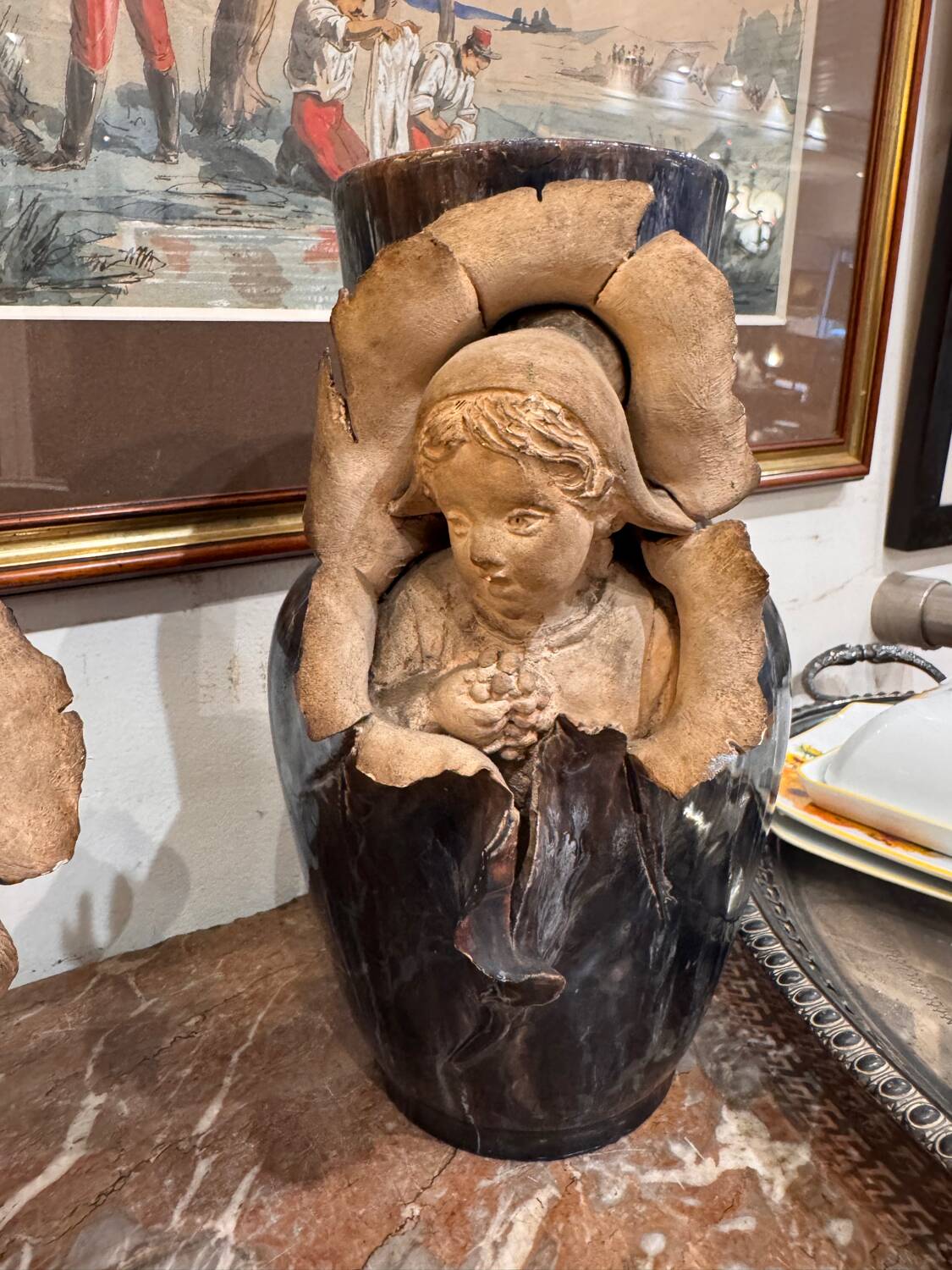 Pair of Barbotine vases