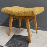 Tabouret, repose-pieds en laine jaune, années 1960