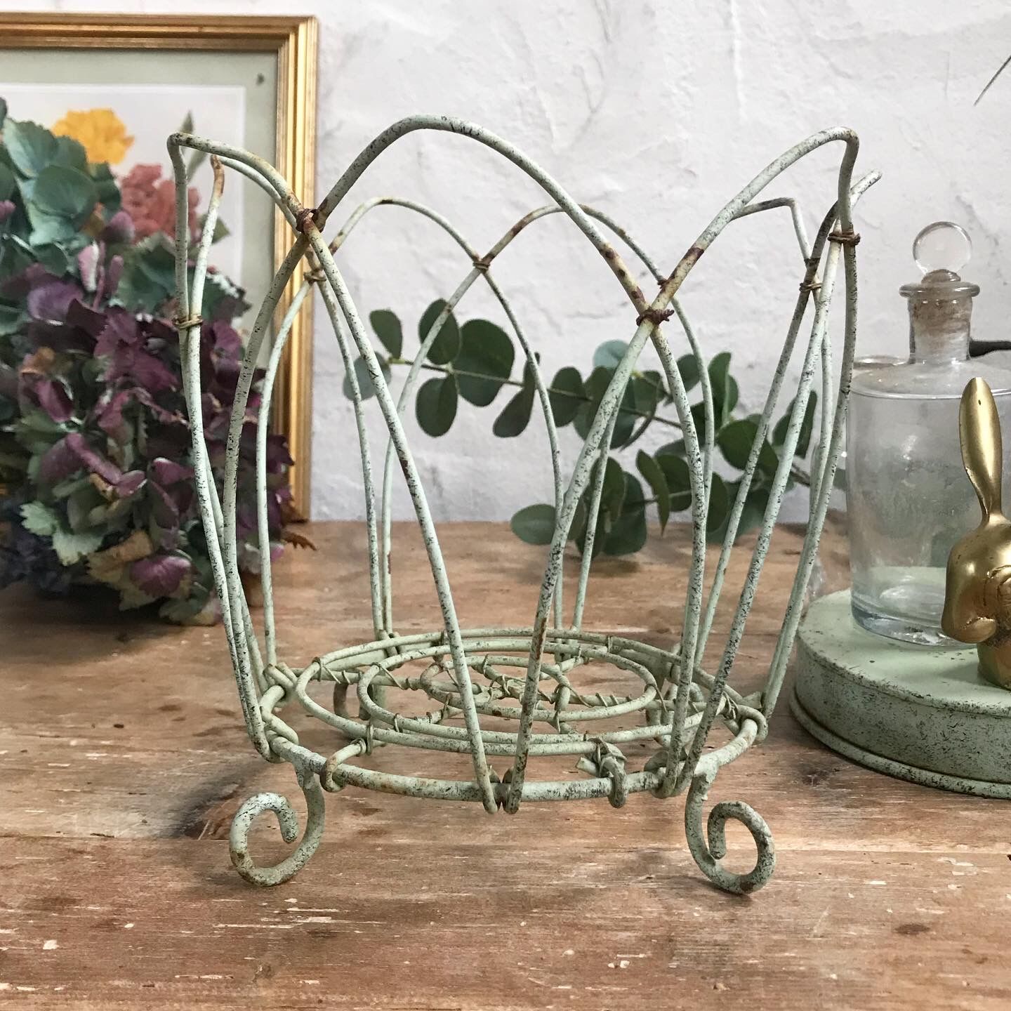 Green metal plant door