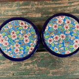 Set of two coasters or bottle rests in longwy enamels