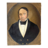 Portrait d’un homme à l’huile sur toile XIXème, peinture ancienne 1843 signée