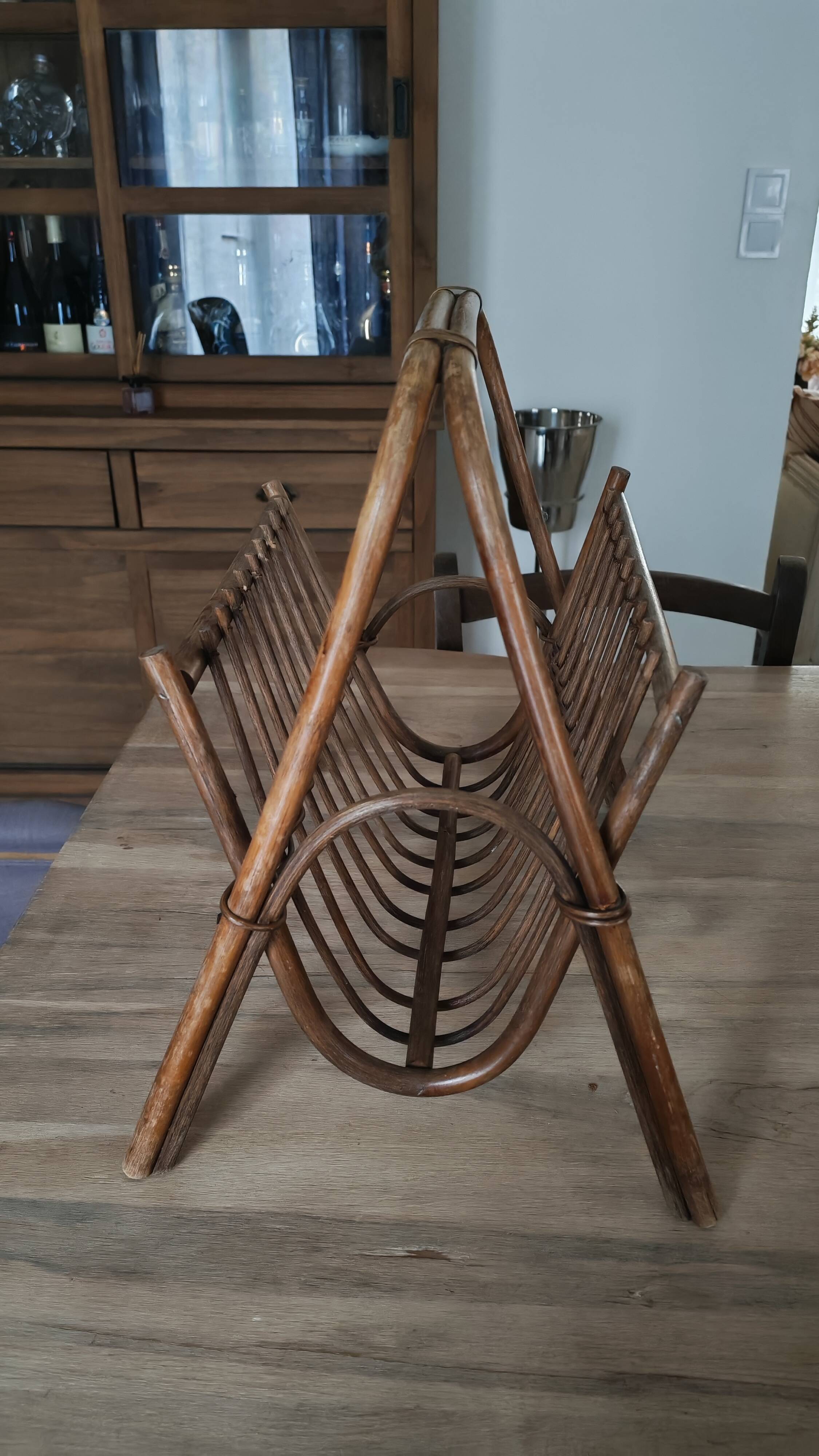 Vintage rattan magazine rack