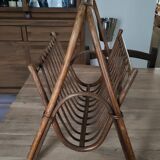 Vintage rattan magazine rack