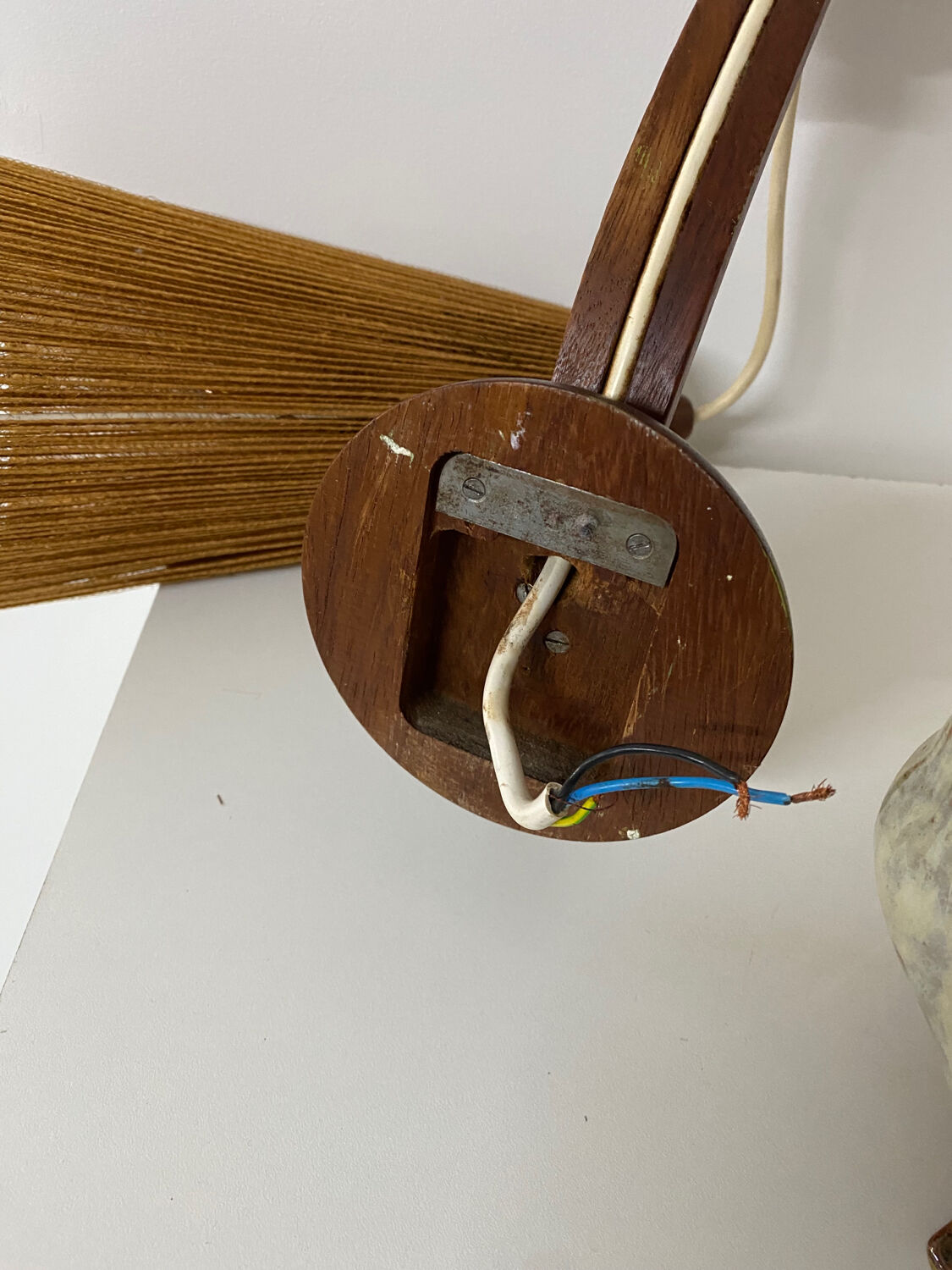 Wall lamp with rope lampshade by ER Nele for Temde, Switzerland, 1960