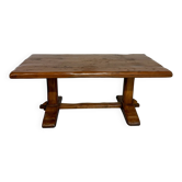 Table de ferme monastère en chêne massif épais années 60 vintage