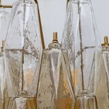 Pair of Mid-Century Italian Murano Glass Poliedri Sconces Amber and Clear