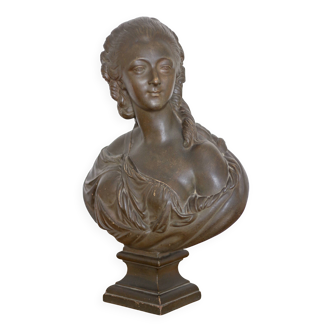 Buste en plâtre de Mme Du Barry d'après Pajour, XIXème s.