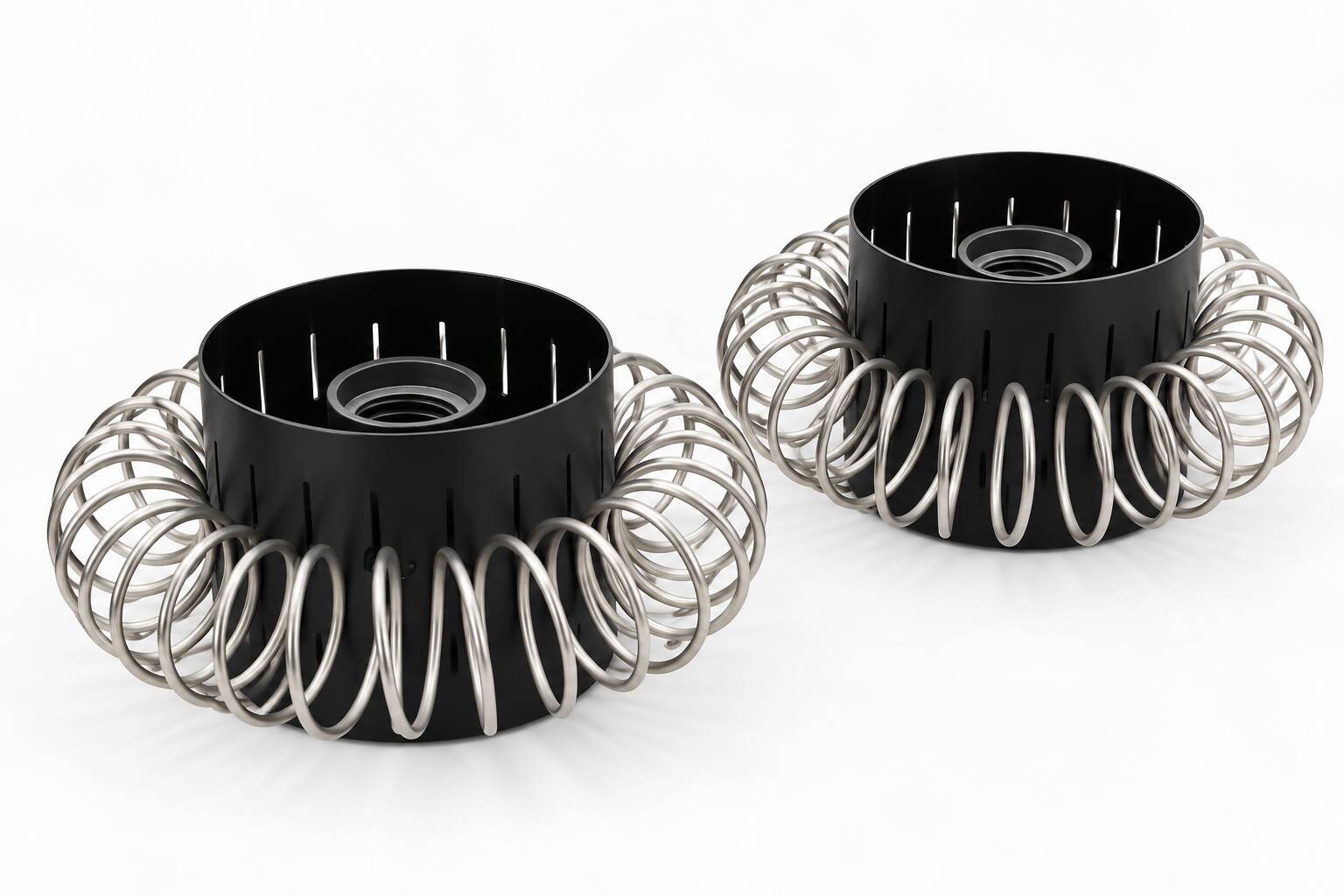 Pair of vintage lamps in black metal and chrome – 1970s