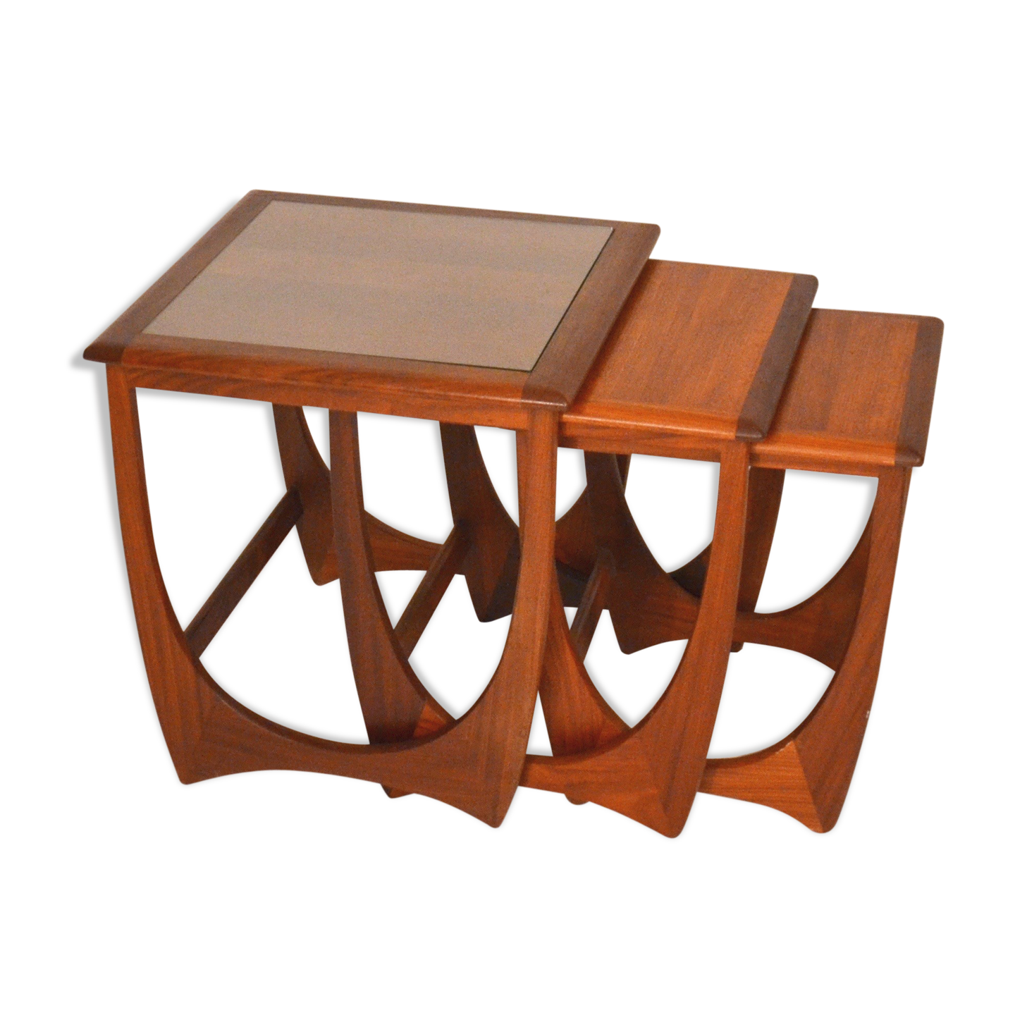 Nesting tables in teak and glass Gplan edition