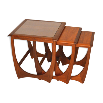 Nesting tables in teak and glass Gplan edition